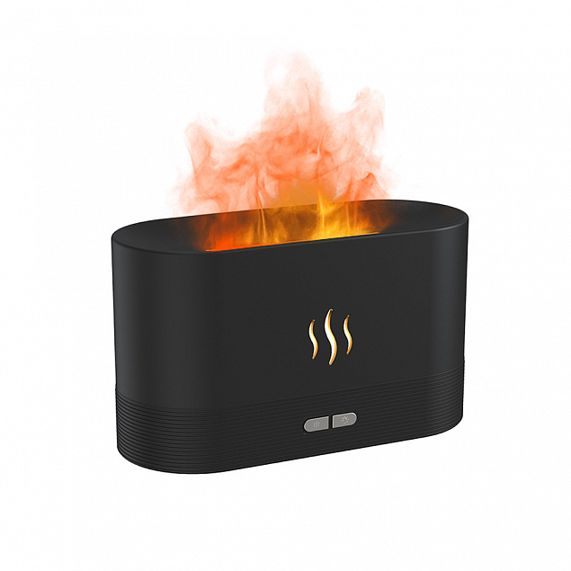 Светодиодный USB увлажнитель-ароматизатор Flame RGB, черный с логотипом  заказать по выгодной цене в кибермаркете AvroraStore