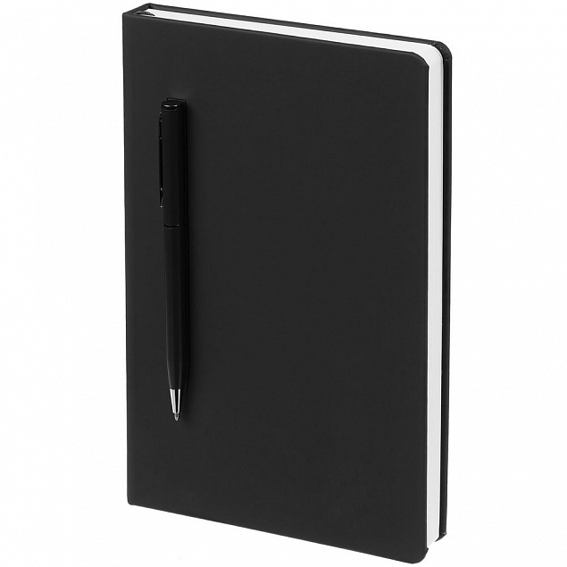 Ежедневник Magnet Shall с ручкой, черный с логотипом  заказать по выгодной цене в кибермаркете AvroraStore