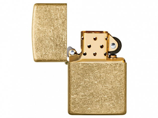 Зажигалка ZIPPO Classic с покрытием Tumbled Brass с логотипом  заказать по выгодной цене в кибермаркете AvroraStore