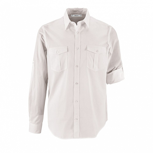 Рубашка мужская BURMA MEN, белая с логотипом  заказать по выгодной цене в кибермаркете AvroraStore