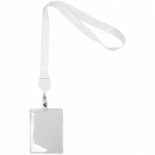 Лента для бейджа с ретрактором Retract ver.2, белая с логотипом  заказать по выгодной цене в кибермаркете AvroraStore