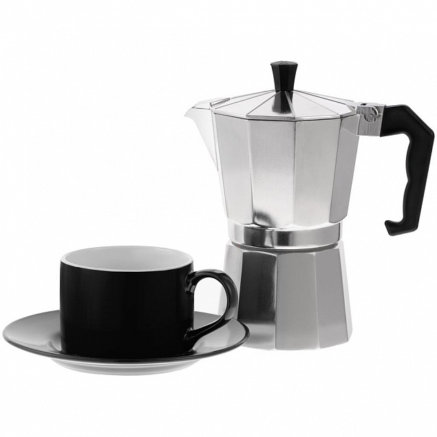 Набор для кофе Clio, черный с логотипом  заказать по выгодной цене в кибермаркете AvroraStore
