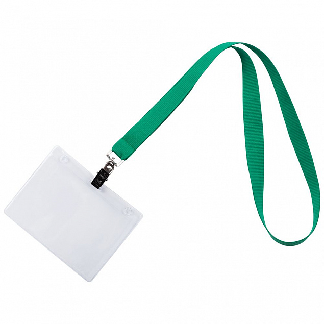 Лента для бейджа Neckband, зеленый с логотипом  заказать по выгодной цене в кибермаркете AvroraStore