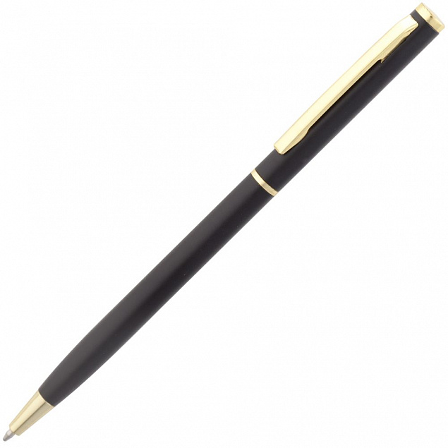 Ручка шариковая Hotel Gold, ver.2, черная с логотипом  заказать по выгодной цене в кибермаркете AvroraStore