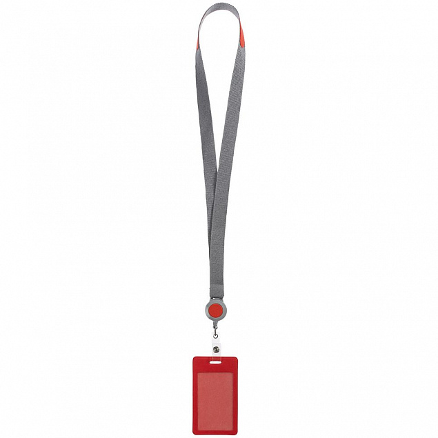 Чехол для пропуска с лентой и ретрактором Devon, красный с логотипом  заказать по выгодной цене в кибермаркете AvroraStore