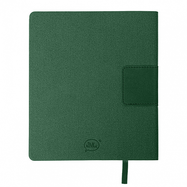 Бизнес-блокнот "Tweedi", 150х180 мм, темно-зеленый, кремовая бумага, гибкая обложка, в линейку с логотипом  заказать по выгодной цене в кибермаркете AvroraStore