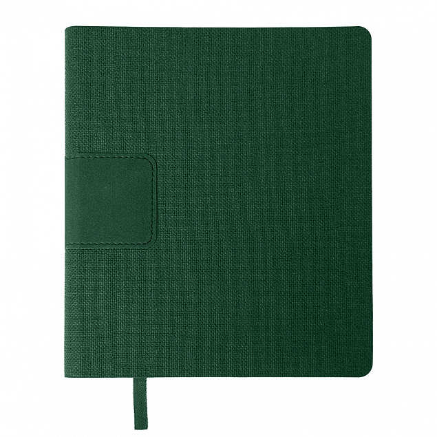 Бизнес-блокнот "Tweedi", 150х180 мм, темно-зеленый, кремовая бумага, гибкая обложка, в линейку с логотипом  заказать по выгодной цене в кибермаркете AvroraStore
