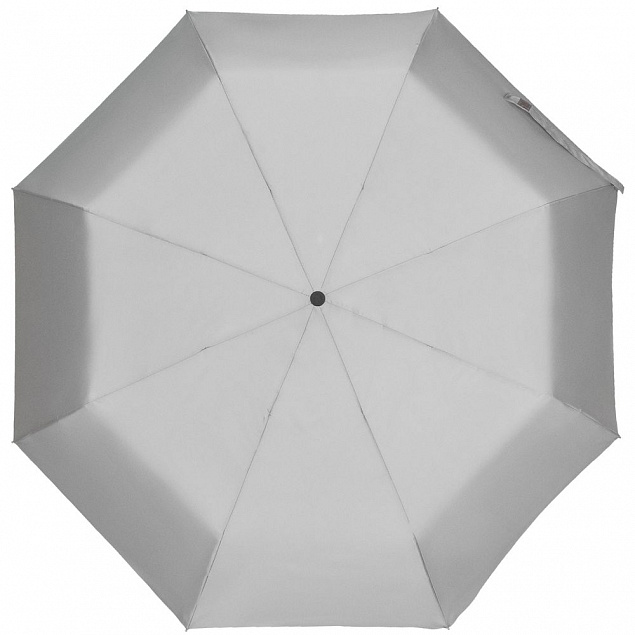Зонт складной Manifest со светоотражающим куполом, серый с логотипом  заказать по выгодной цене в кибермаркете AvroraStore