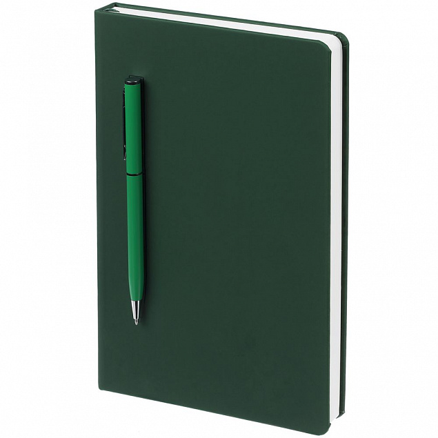Ежедневник Magnet Shall с ручкой, зеленый с логотипом  заказать по выгодной цене в кибермаркете AvroraStore