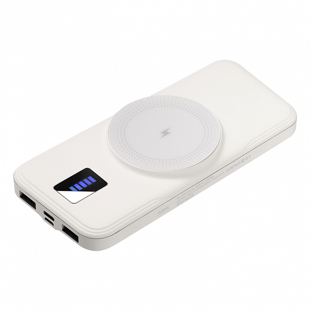Внешний беспроводной аккумулятор, Ultra Wireless Magnetic, 10000 mah, белый с логотипом  заказать по выгодной цене в кибермаркете AvroraStore
