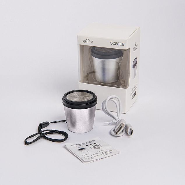 Портативная mini Bluetooth-колонка Sound Burger "Coffee" серебристый с логотипом  заказать по выгодной цене в кибермаркете AvroraStore