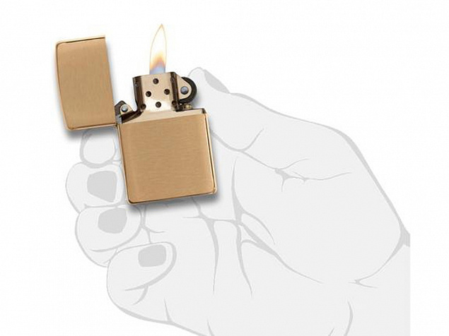 Зажигалка ZIPPO с покрытием Brushed Brass с логотипом  заказать по выгодной цене в кибермаркете AvroraStore