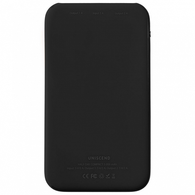 Внешний аккумулятор Uniscend Half Day Compact 5000 мAч, черный с логотипом  заказать по выгодной цене в кибермаркете AvroraStore