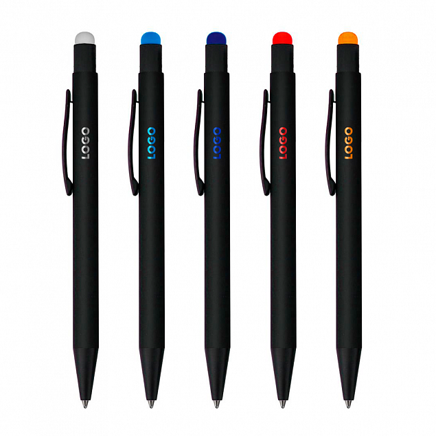Ручка шариковая Raven (черная с оранжевым) с логотипом  заказать по выгодной цене в кибермаркете AvroraStore