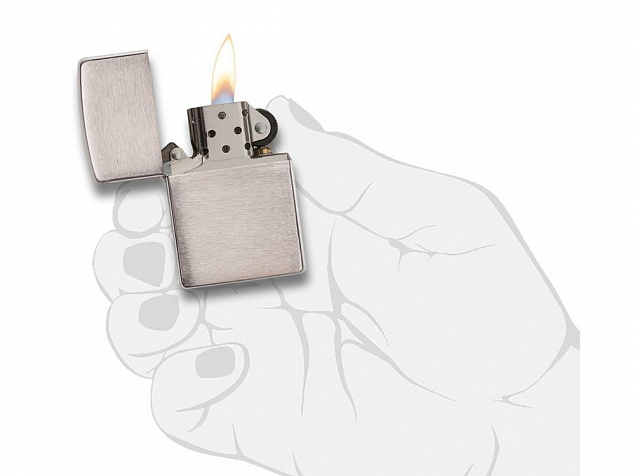 Зажигалка ZIPPO Classic с покрытием Brushed Chrome с логотипом  заказать по выгодной цене в кибермаркете AvroraStore