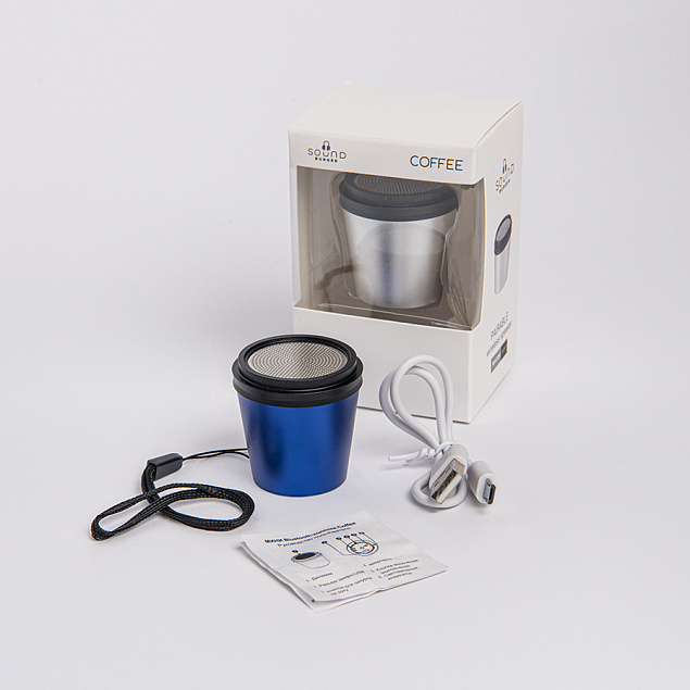 Портативная mini Bluetooth-колонка Sound Burger "Coffee" синий с логотипом  заказать по выгодной цене в кибермаркете AvroraStore
