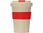 Стакан с пшеничным волокном с силиконовой манжетой и клапаном на крышке, красный с логотипом  заказать по выгодной цене в кибермаркете AvroraStore