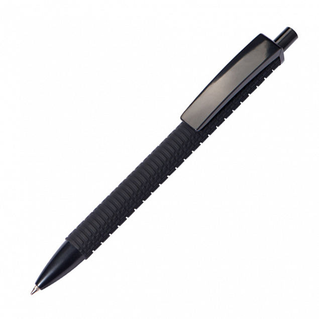 Пластиковая ручка, черная с логотипом  заказать по выгодной цене в кибермаркете AvroraStore