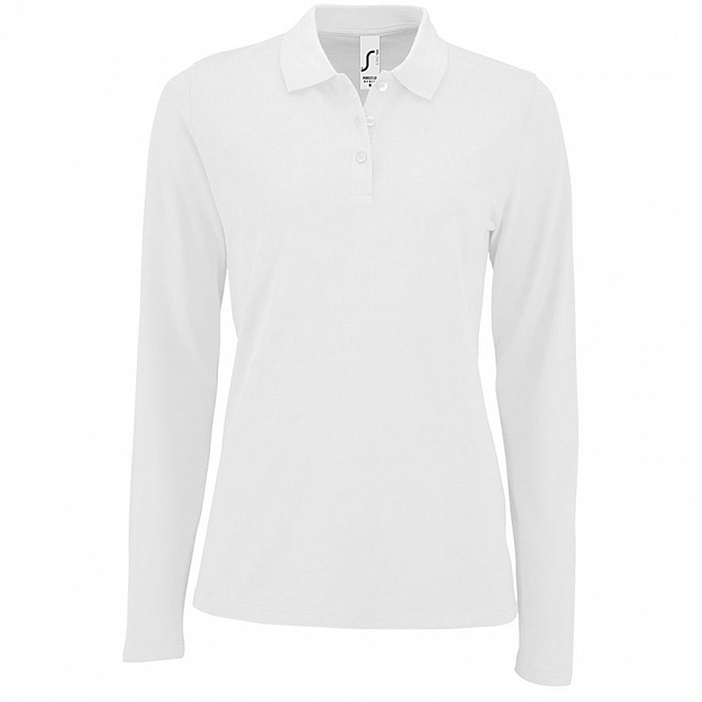 Рубашка поло женская с длинным рукавом PERFECT LSL WOMEN, белая с логотипом  заказать по выгодной цене в кибермаркете AvroraStore