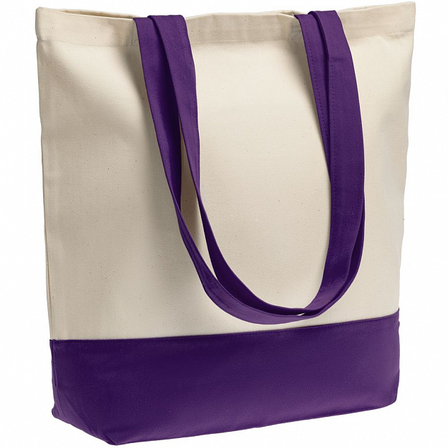 Холщовая сумка Shopaholic, фиолетовая с логотипом  заказать по выгодной цене в кибермаркете AvroraStore