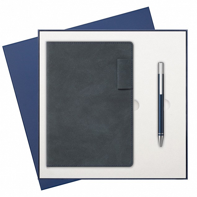 Подарочный набор Teolo, синий (ежедневник, ручка) с логотипом  заказать по выгодной цене в кибермаркете AvroraStore