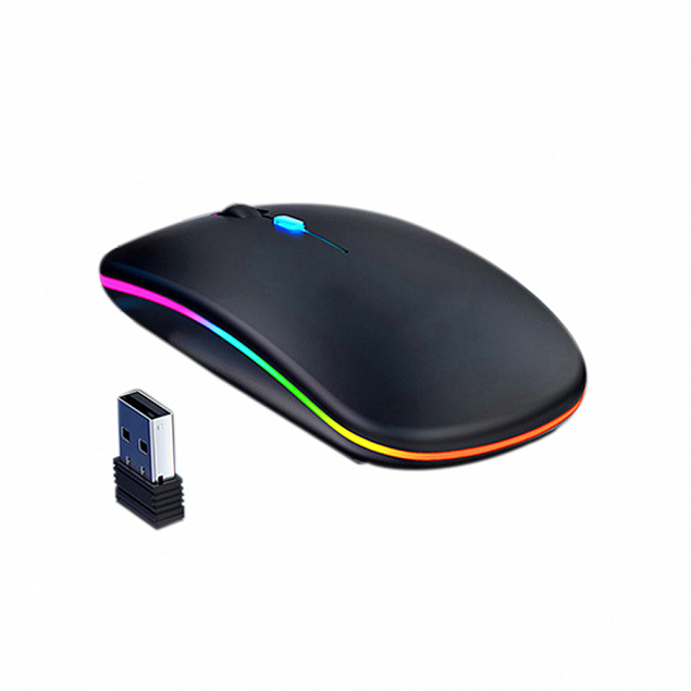 Мышь компьютерная беспроводная Seven, черный с логотипом  заказать по выгодной цене в кибермаркете AvroraStore