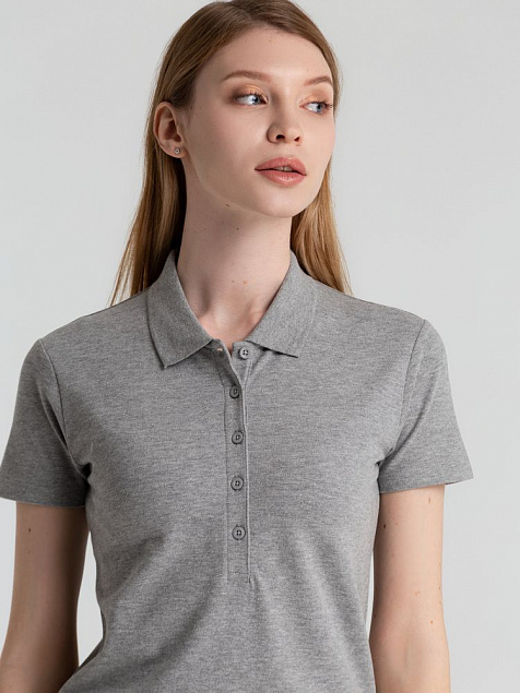 Рубашка поло женская PHOENIX WOMEN, серый меланж с логотипом  заказать по выгодной цене в кибермаркете AvroraStore