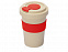 Стакан с пшеничным волокном с силиконовой манжетой и клапаном на крышке, красный с логотипом  заказать по выгодной цене в кибермаркете AvroraStore