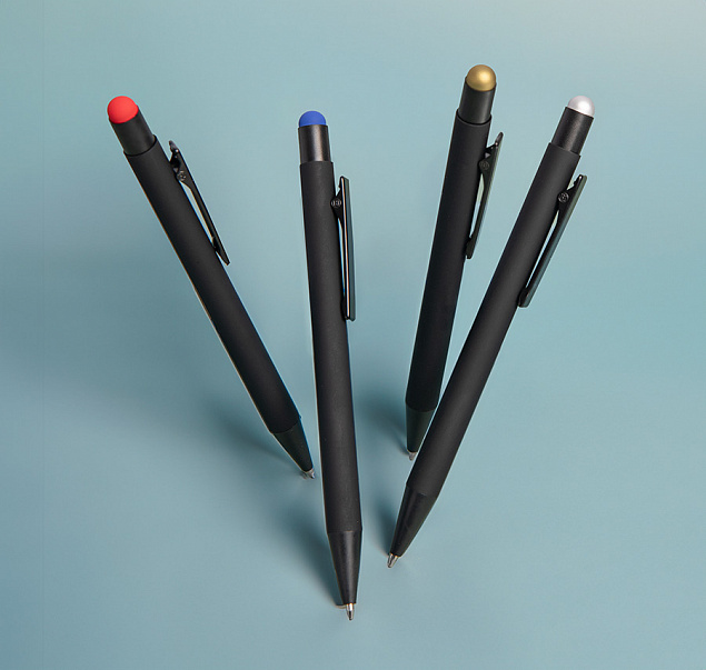 Ручка шариковая FACTOR BLACK со стилусом с логотипом  заказать по выгодной цене в кибермаркете AvroraStore