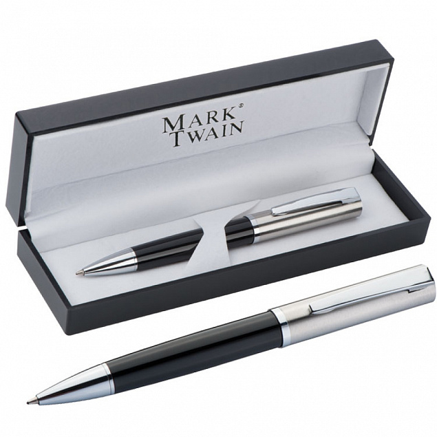Шариковая ручка Mark Twain, черная с логотипом  заказать по выгодной цене в кибермаркете AvroraStore