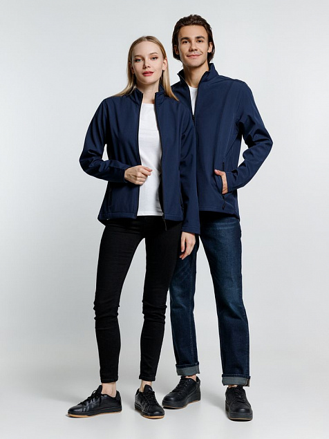 Куртка софтшелл женская RACE WOMEN темно-синяя с логотипом  заказать по выгодной цене в кибермаркете AvroraStore
