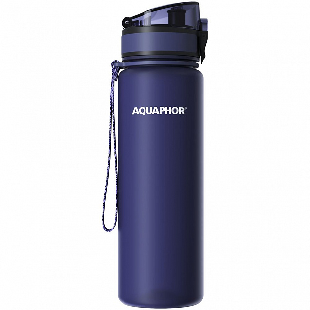 Бутылка-фильтр «Аквафор Сити», темно-синяя с логотипом  заказать по выгодной цене в кибермаркете AvroraStore