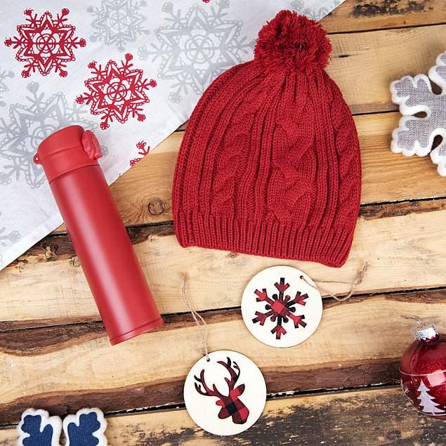 Подарочный набор WINTER TALE: шапка, термос, новогодние украшения, красный с логотипом  заказать по выгодной цене в кибермаркете AvroraStore