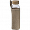 Стеклянная бутылка с бамбуковой крышкой в джутовом чехле с логотипом  заказать по выгодной цене в кибермаркете AvroraStore