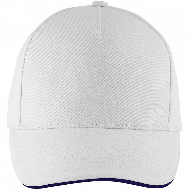 Бейсболка LONG BEACH, белая с темно-синим с логотипом  заказать по выгодной цене в кибермаркете AvroraStore