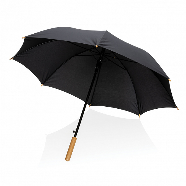 Автоматический зонт-трость с бамбуковой ручкой Impact из RPET AWARE™, 23" с логотипом  заказать по выгодной цене в кибермаркете AvroraStore