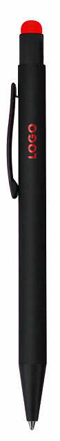 Ручка шариковая Raven (черная с красным) с логотипом  заказать по выгодной цене в кибермаркете AvroraStore