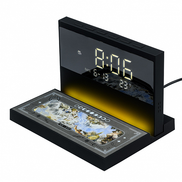 Настольные часы с подсветкой и беспроводной зарядкой 15W Glory Renaissance с логотипом  заказать по выгодной цене в кибермаркете AvroraStore