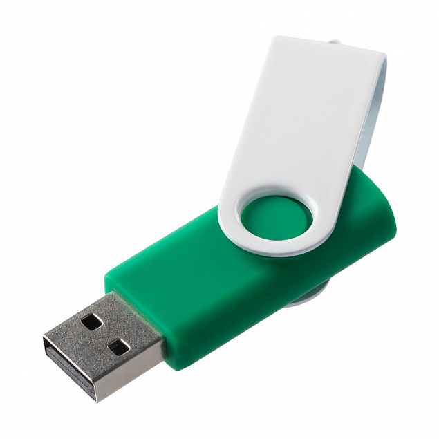 Флешка Twist Color, зеленая с белым, 16 Гб с логотипом  заказать по выгодной цене в кибермаркете AvroraStore