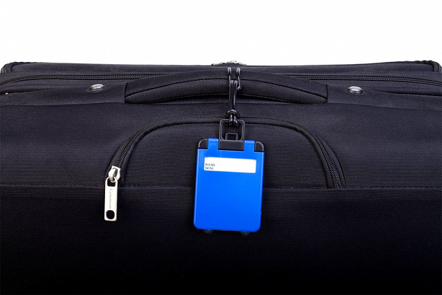 Бирка для багажа Trolley, синяя с логотипом  заказать по выгодной цене в кибермаркете AvroraStore