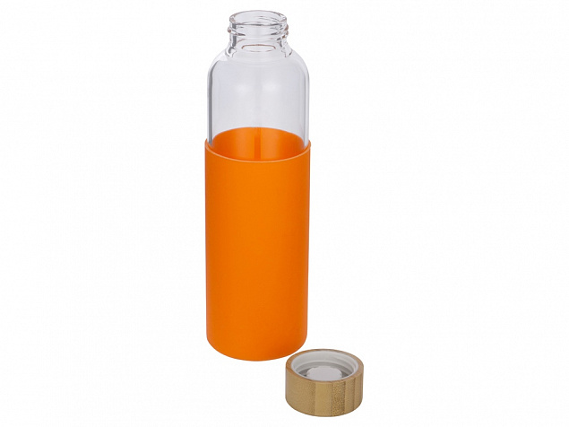 Стеклянная бутылка для воды в силиконовом чехле «Refine» с логотипом  заказать по выгодной цене в кибермаркете AvroraStore