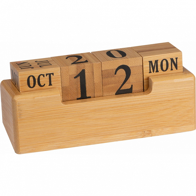 Вечный настольный календарь из бамбука с логотипом  заказать по выгодной цене в кибермаркете AvroraStore