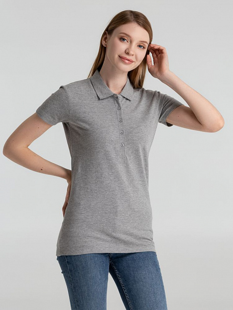 Рубашка поло женская PHOENIX WOMEN, серый меланж с логотипом  заказать по выгодной цене в кибермаркете AvroraStore