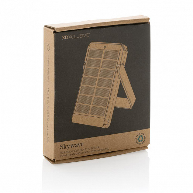 Беспроводной внешний аккумулятор Skywave на солнечной батарее из переработанного пластика RCS, 5000  с логотипом  заказать по выгодной цене в кибермаркете AvroraStore