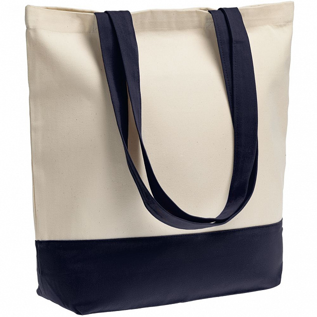 Холщовая сумка Shopaholic, темно-синяя с логотипом  заказать по выгодной цене в кибермаркете AvroraStore